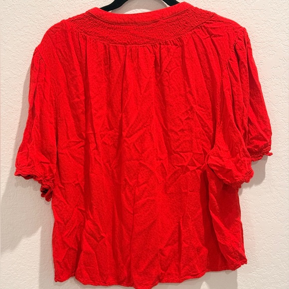 Draper James Bright Red Button-Up Blouse - Picture 2 of 6